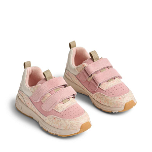 Кроссовки со вставками из замши Wheat "Alin Coral Flowers", коралловый рассвет